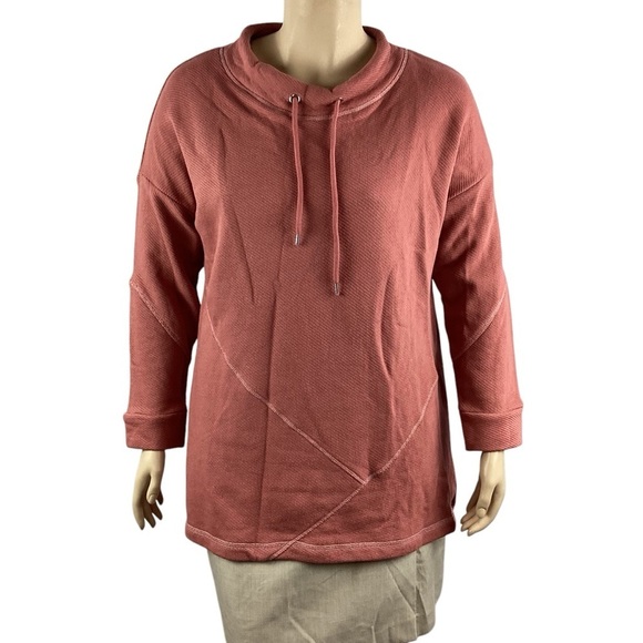 Soft Surroundings Danika Top XL Withered Rose Textured Tunic Funnel Neck - Picture 1 of 7